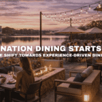 Lakeside restaurant and patio scene at Kettlestone Lakes in Waukee, Iowa, showcasing destination dining near I-80 and Grand Prairie Parkway.