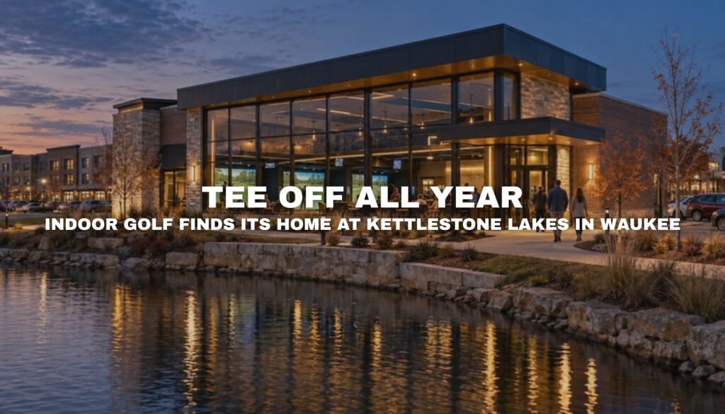 Indoor golf and entertainment venue at Kettlestone Lakes in Waukee, Iowa
