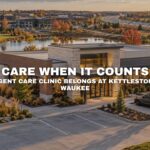 Modern urgent care clinic at the Kettlestone Lakes mixed-use development in Waukee, Iowa